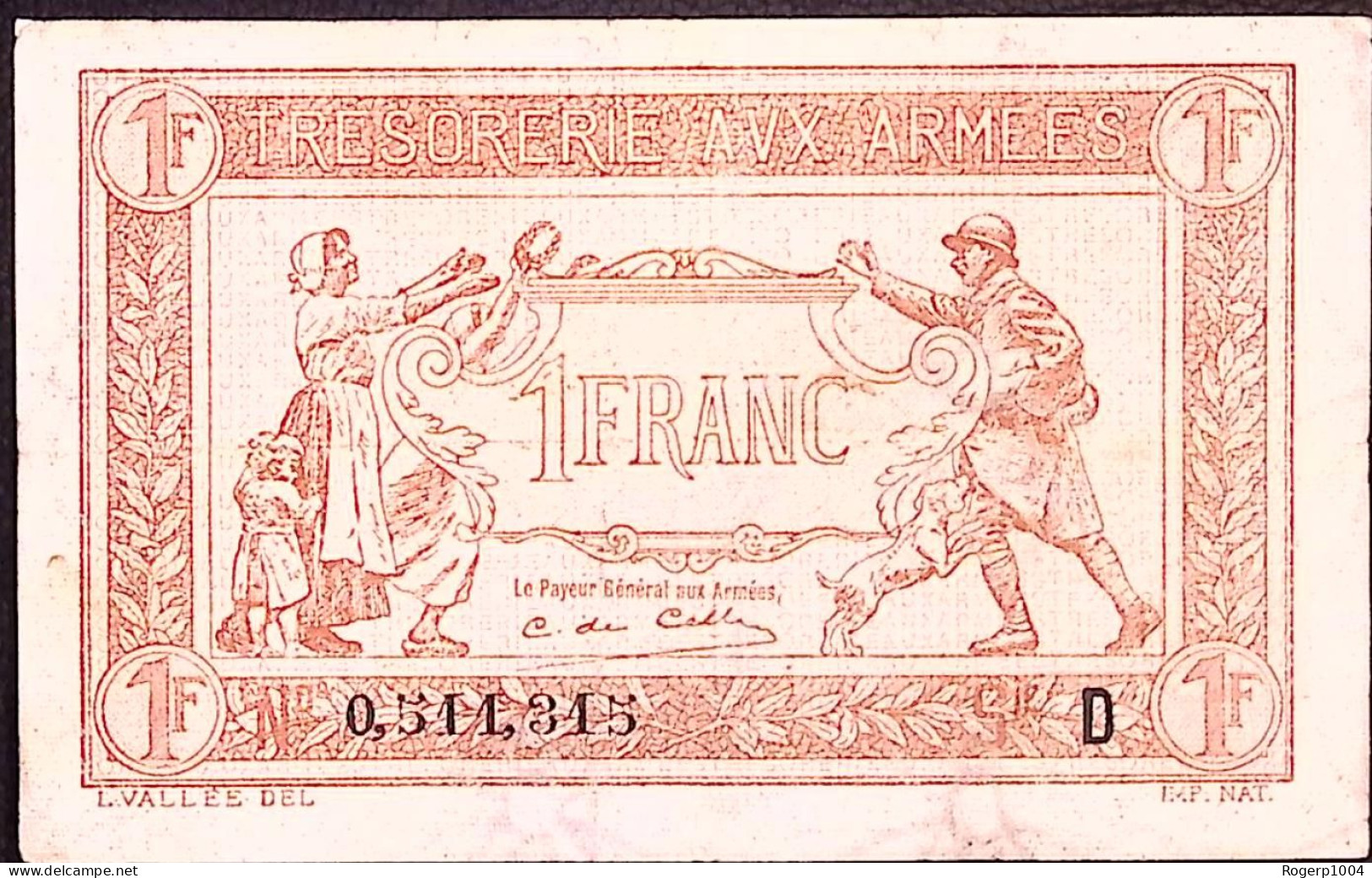 FRANCE * TRESORERIE AUX ARMEES * 1917 * Série D * Fay. VF.03.04 * État/Grade TTB/VF - 1917-1919 Trésorerie Aux Armées