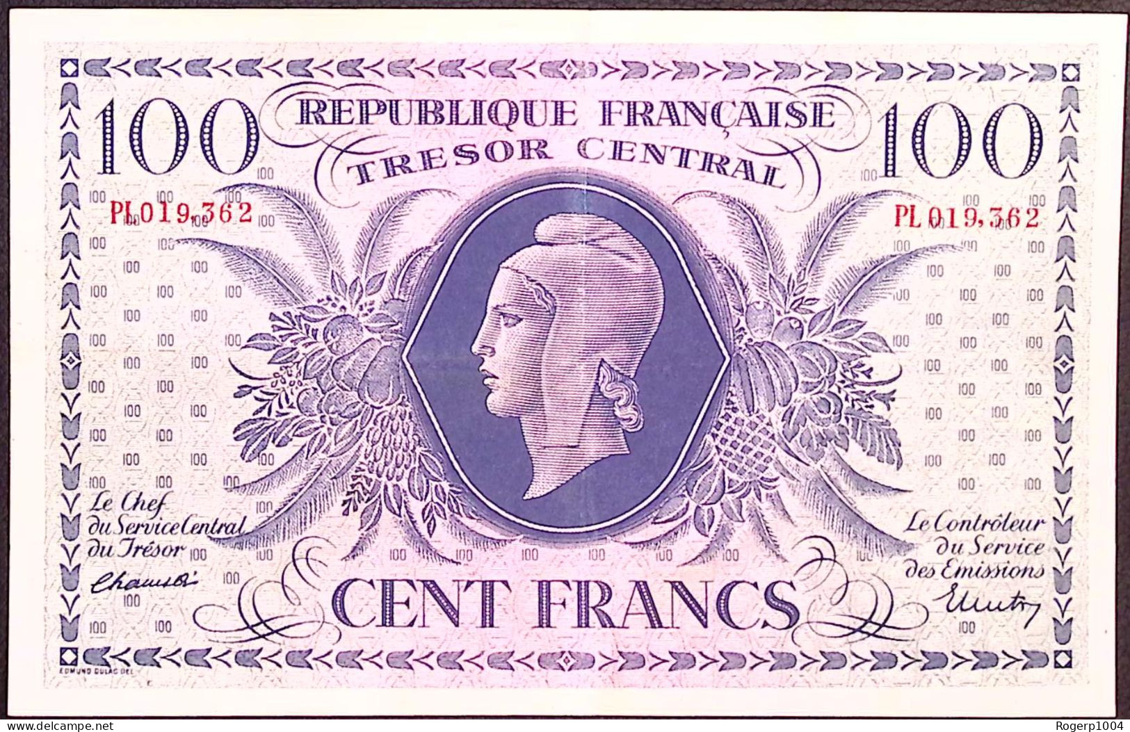 FRANCE * TRESOR CENTRAL * Type Marianne * 1943 * Série PL * Fay. VF.06.01e * État/Grade TTB/VF - 1943-1945 Marianne