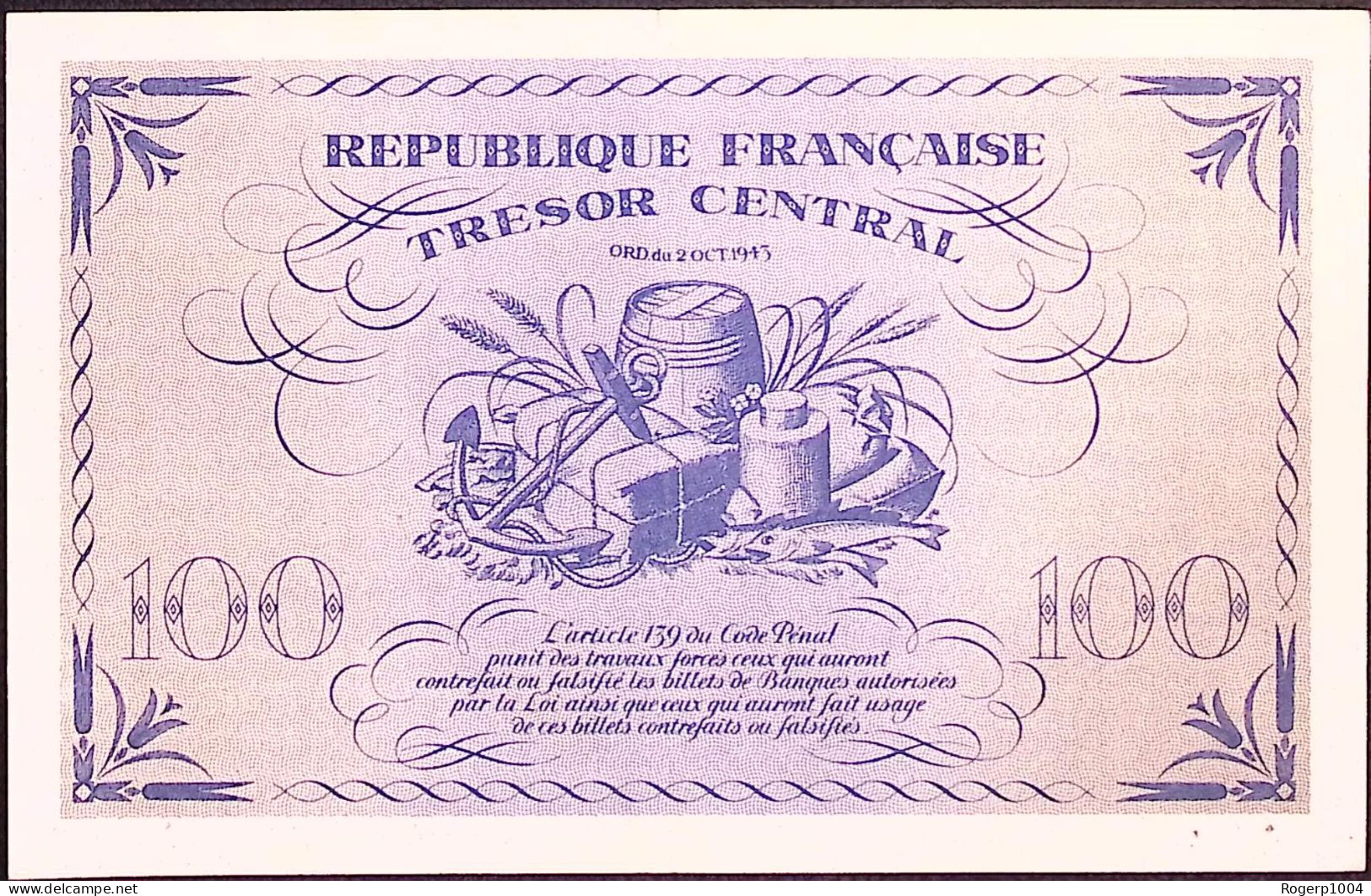 FRANCE * TRESOR CENTRAL * Type Marianne * 1943 * Série PL * Fay. VF.06.01e * État/Grade TTB/VF - 1943-1945 Marianne