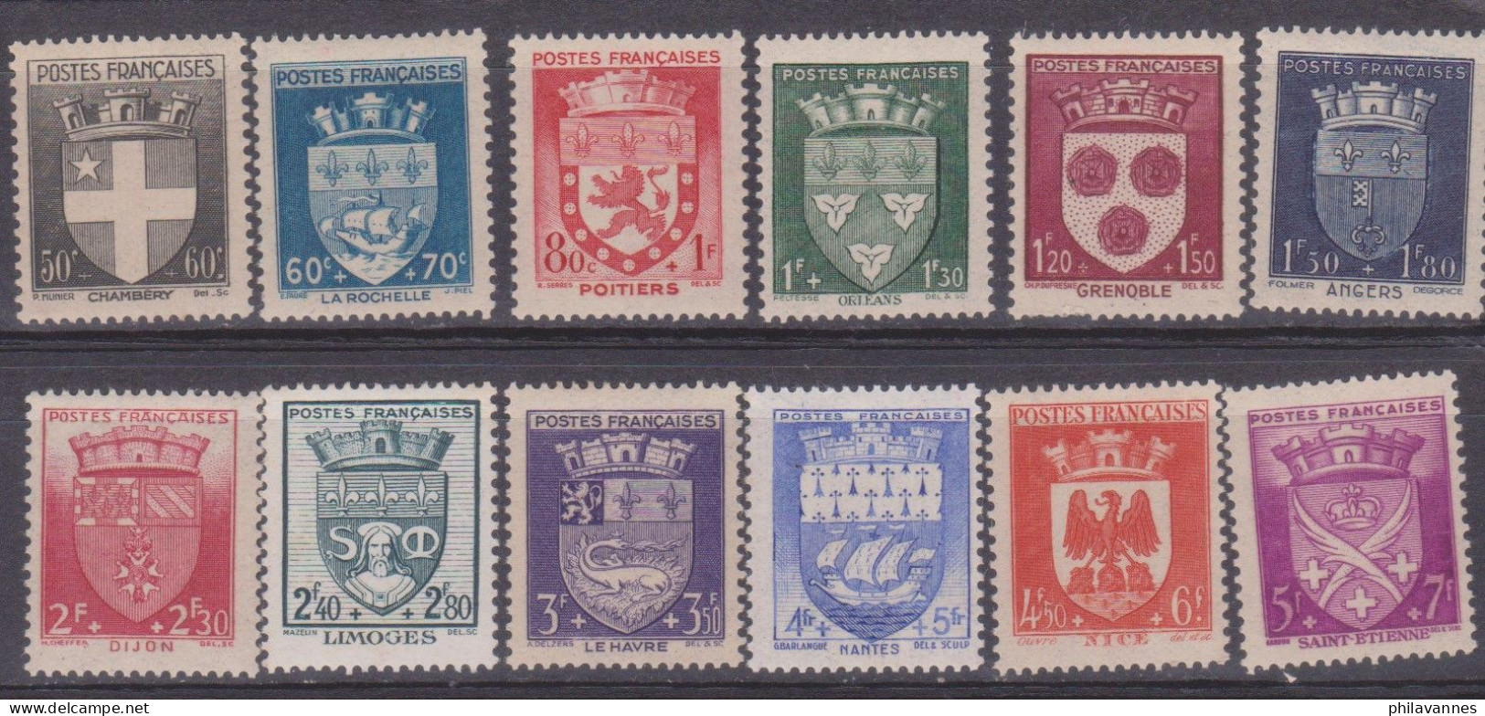 Blasons 553 à 564, * Avec Des Adhérences Au Dos, Cote 30€ ( T24/1.3) - 1941-66 Coat Of Arms And Heraldry