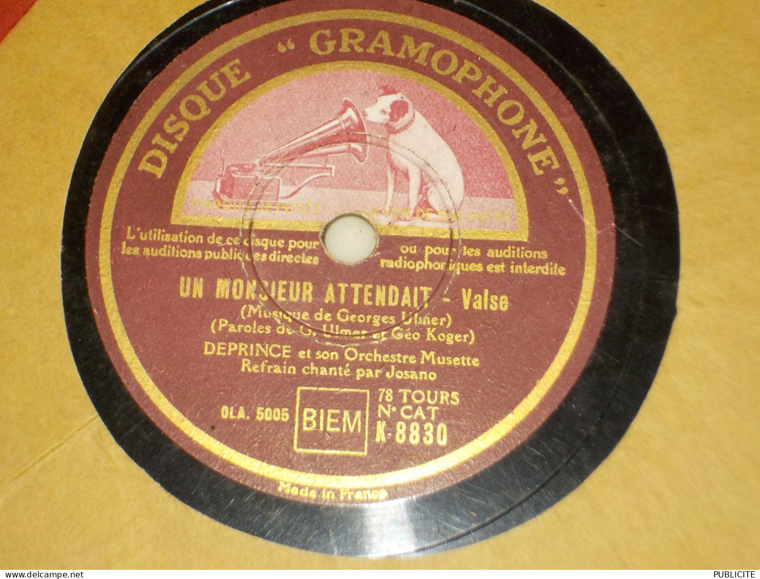 DISQUE 78 TOURS  JAVA  ET VALSE DE  DEPRINCE 1945 - 78 Rpm - Gramophone Records