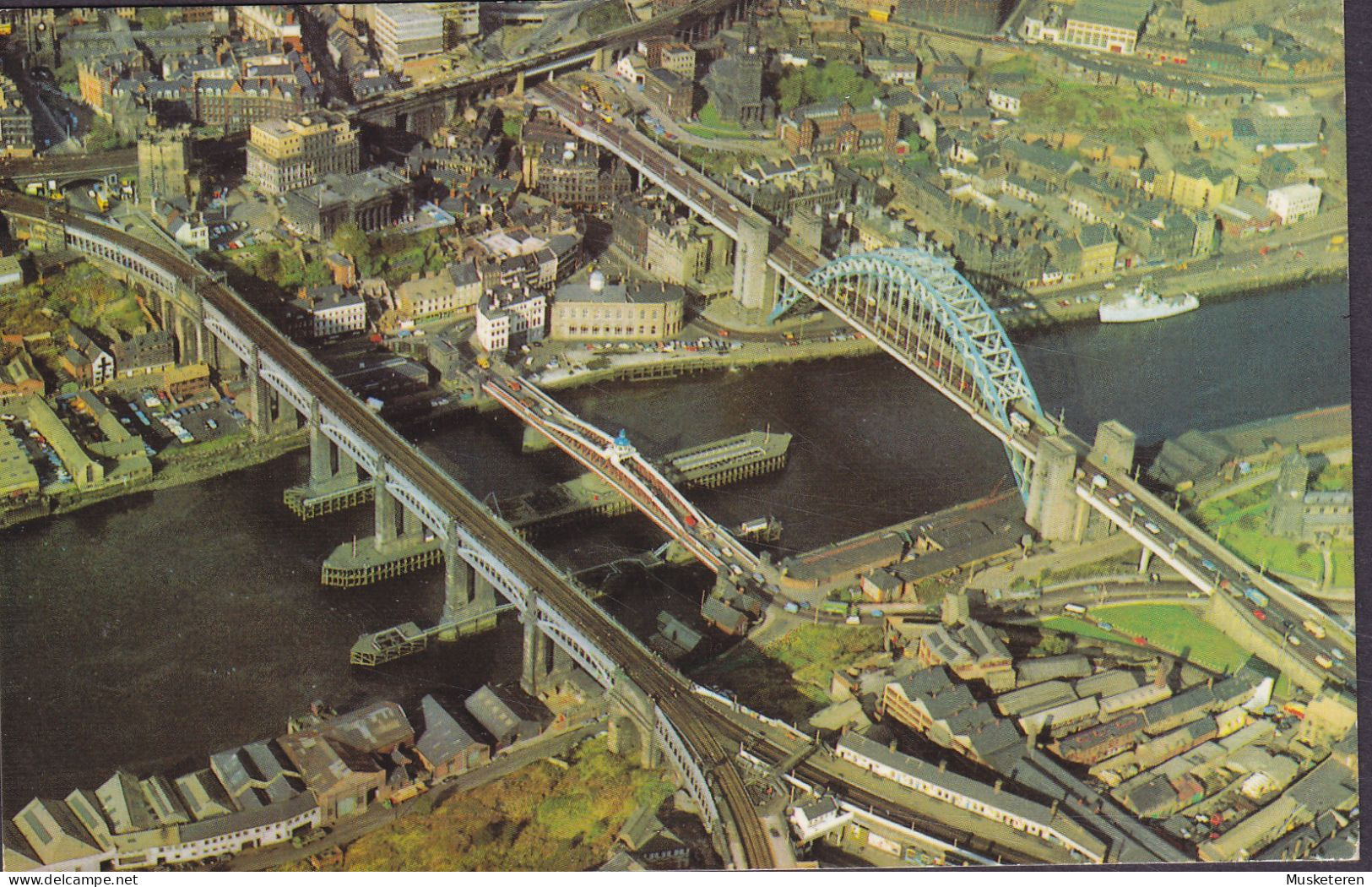 United Kingdom PPC Newcastle-Upon-Tyne Airview NEWCASTLE-UPON-TYNE 1971 Denmark 3½p. QEII. Stamp (2 Scans) - Newcastle-upon-Tyne