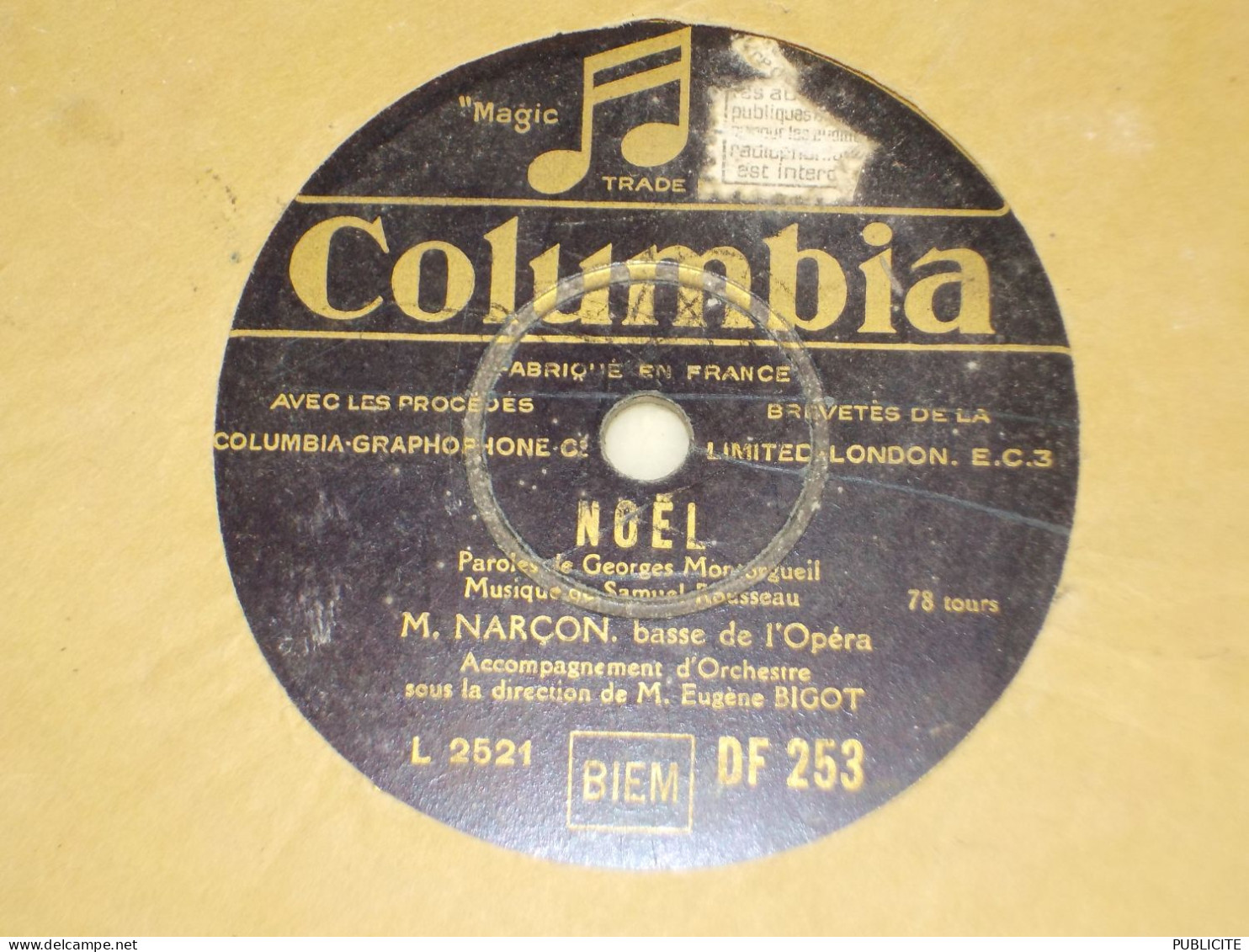 DISQUE 78 TOURS BASSE DE L OPERA  ARMAND  NARCON ET PAUL FRANZ 1947 - 78 Rpm - Schellackplatten