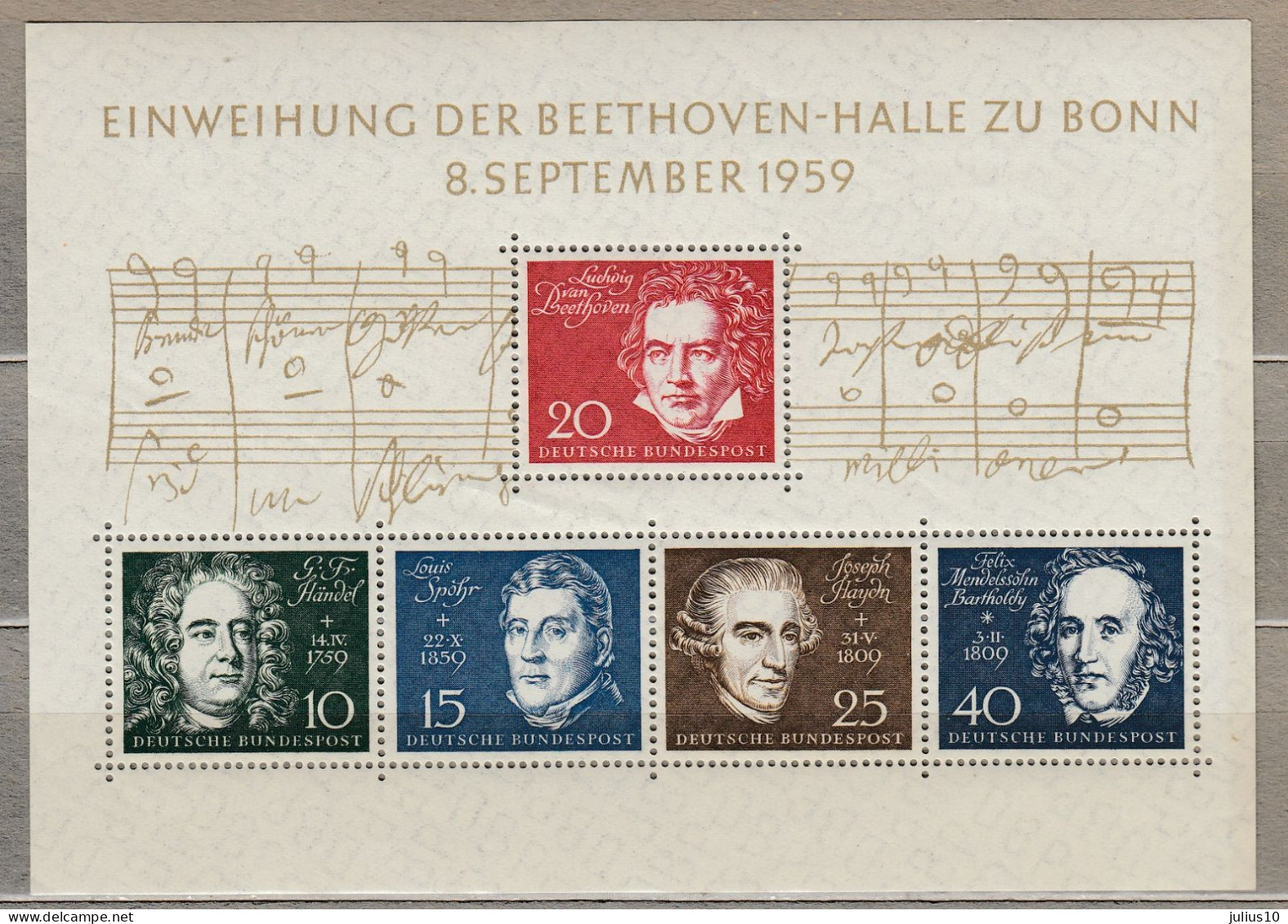 GERMANY BRD 1959 Music Composers MNH(**) Mi Bl 2 #34327 - 1959-1980