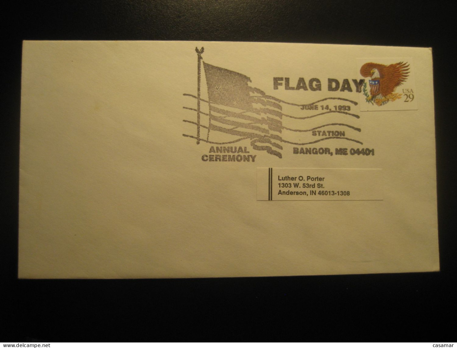 BANGOR 1993 Day Flag Flags Cancel Cover USA - Covers