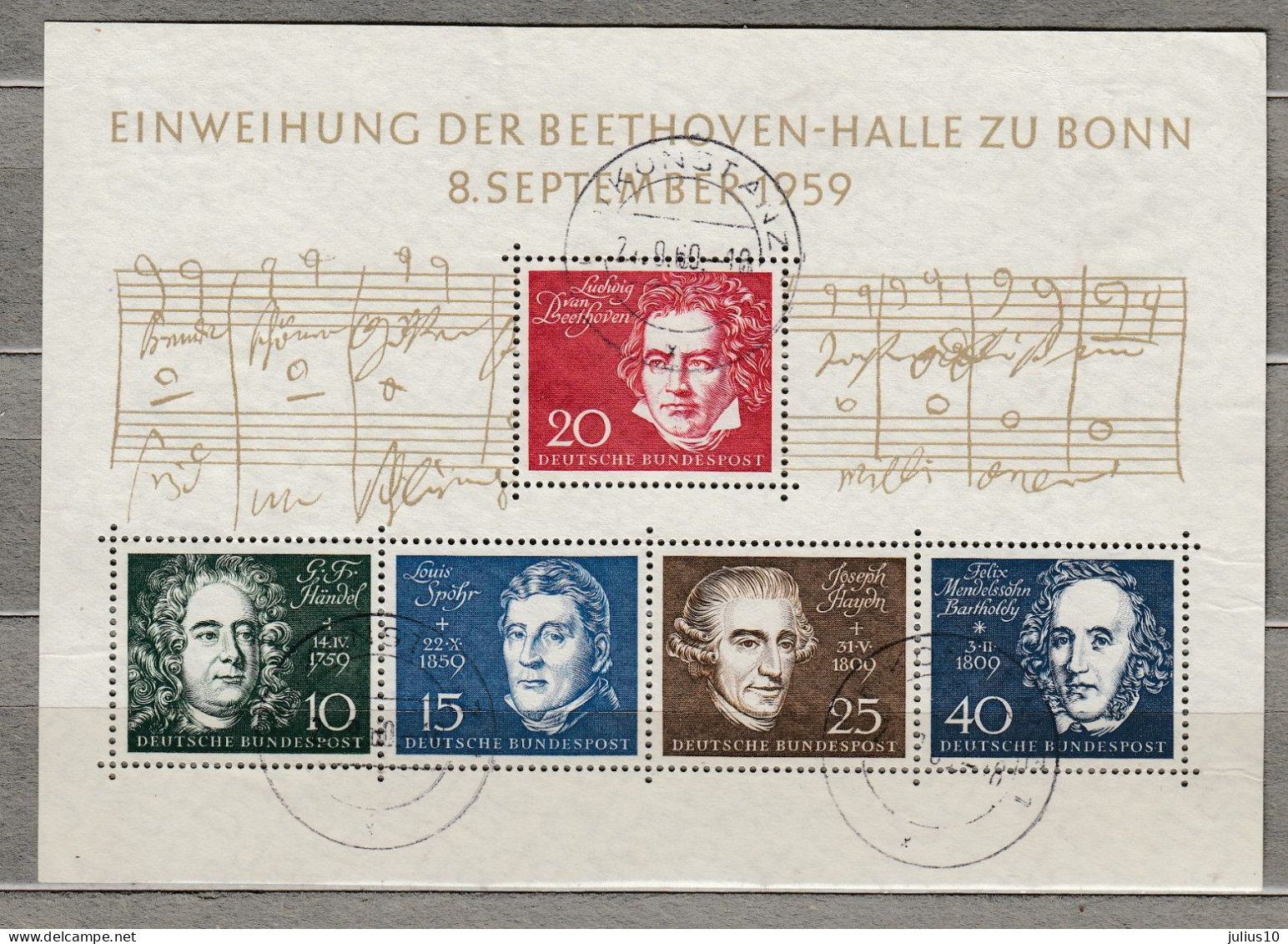 GERMANY BRD 1959 Music Composers Used(o) Mi Bl 2 #34329 - 1959-1980