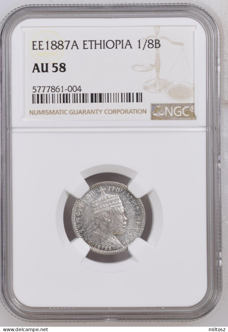 Ethiopia 1/8 Birr 1887 A NGC AU 58 - Ethiopia