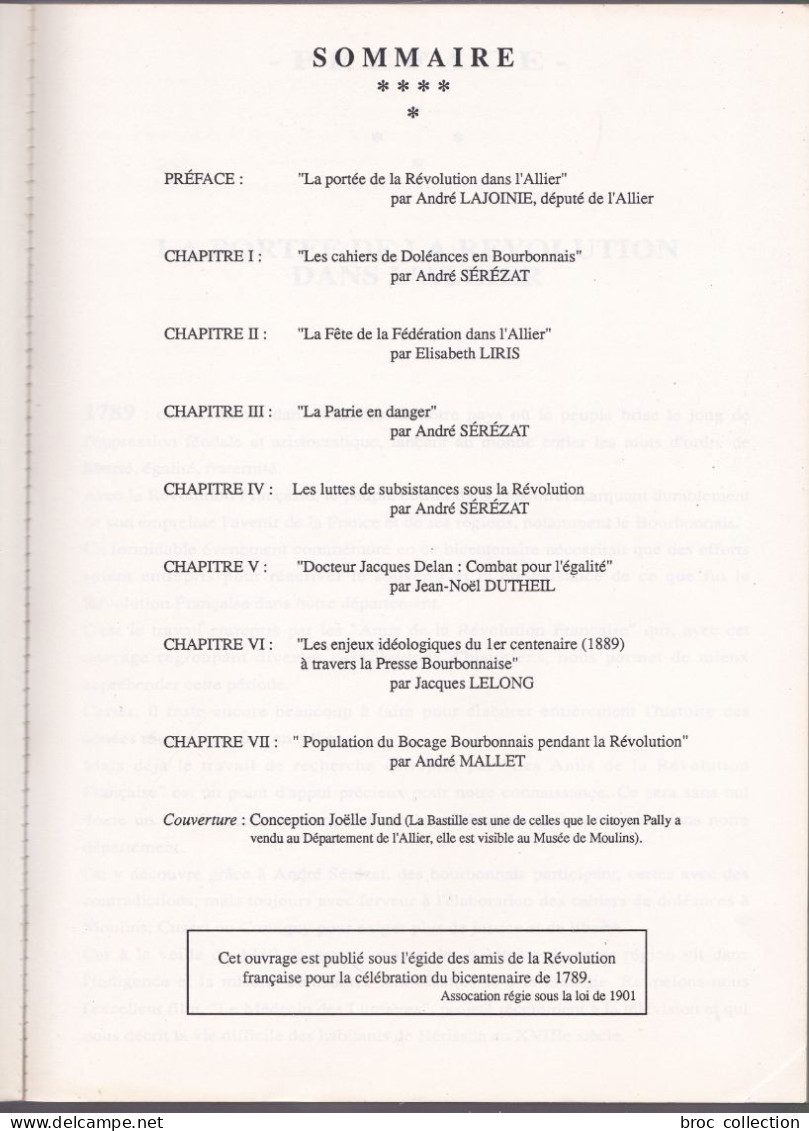 L'Allier Révolutionnaire, Contribution à La Connaissance De La Révolution Française, André Lajoinie, Sérézat, Mallet - Bourbonnais