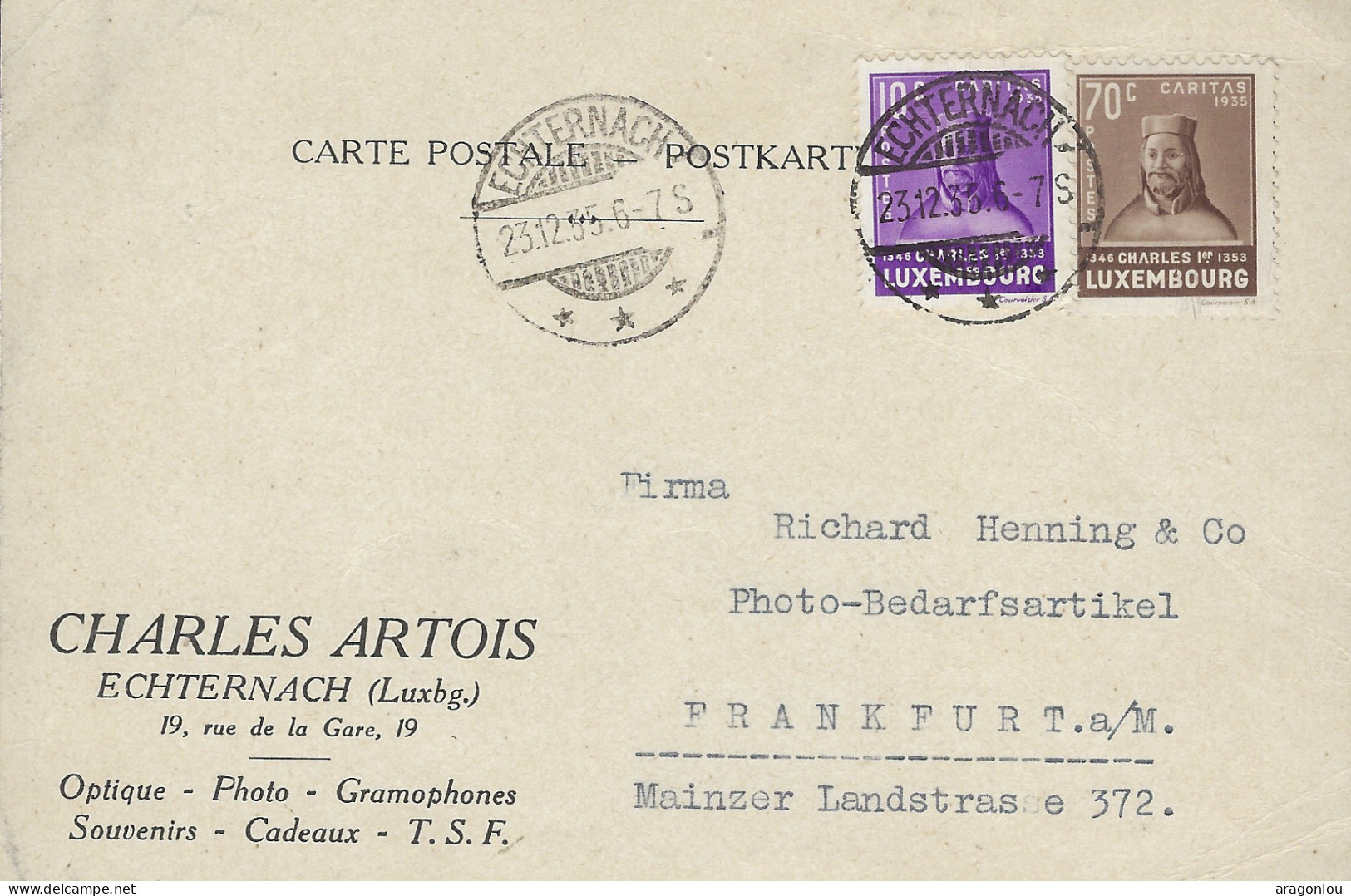 Luxembourg - Luxemburg -  Lettre     1935     Caritas  Michel 284+286   Cachet Echternach - Lettres & Documents