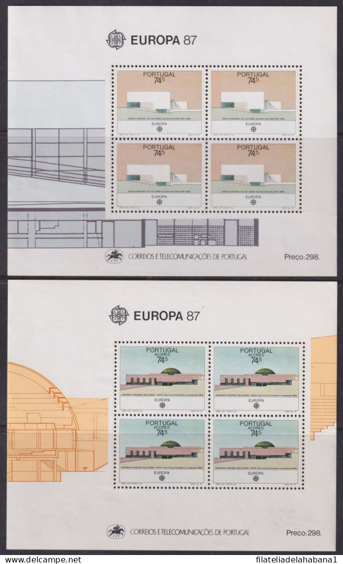F-EX42581 PORTUGAL + AZORES SHEET MHN 1987 EUROPE CEPT ARCHITECTURE.  - Neufs