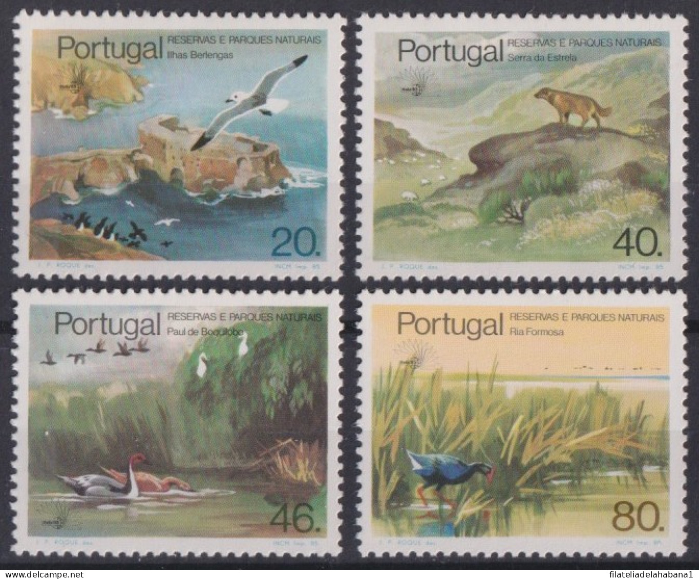 F-EX43538 PORTUGAL MHN 1985 NATIONAL PARK PROTECTION OF NATURE WOLF BIRD TREE.  - Neufs