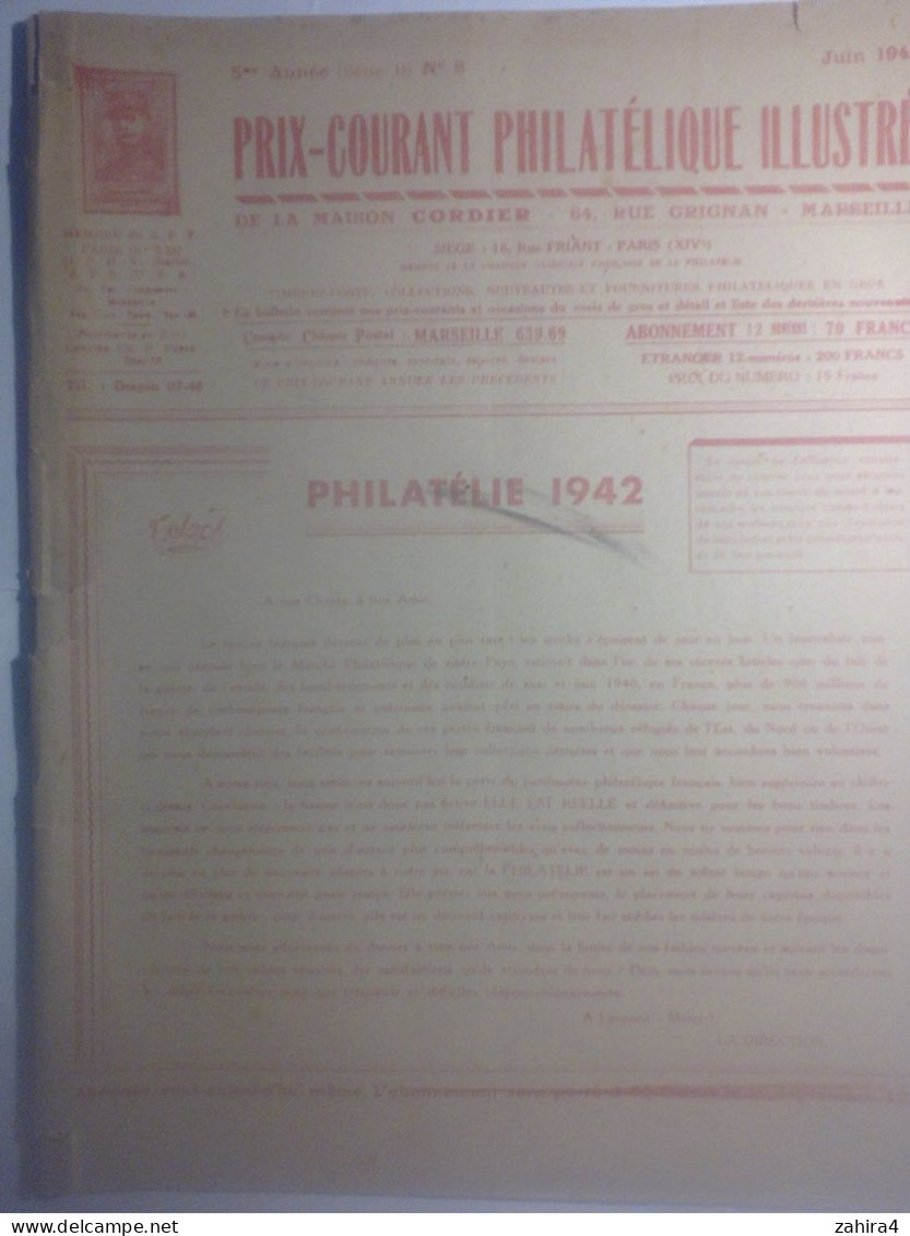 Temps Guerre Prix Courant Philatélique Illustré N°8 Philatélie 1942 Bloc Antibolchévique Doc. Locard (faux Timbre... - Francia