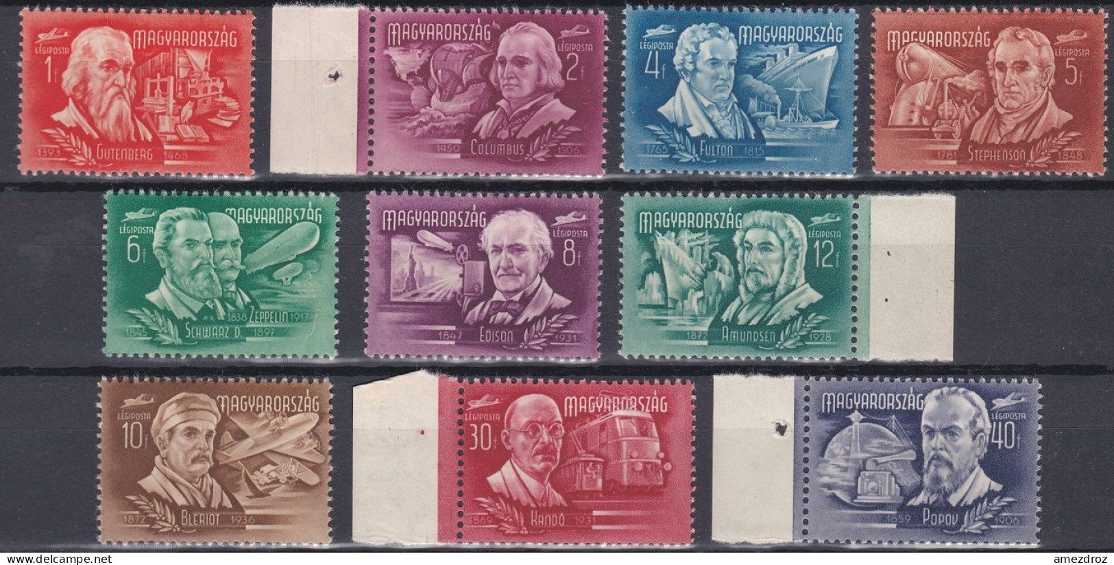 Hongrie 1948 PA N° 70-79 NMH ** Aviateurs  (K11) - Unused Stamps