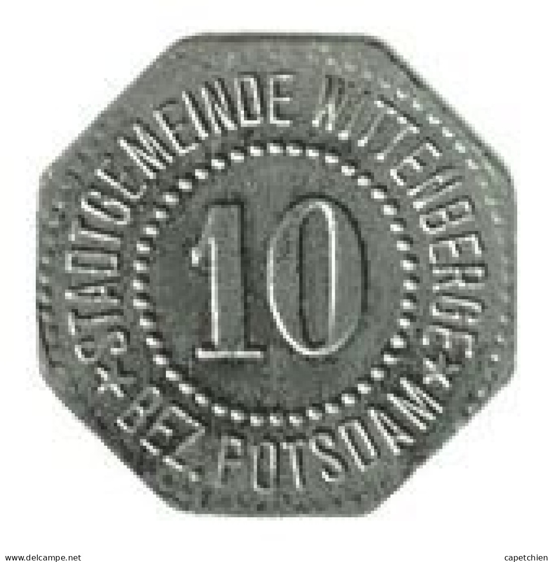 ALLEMAGNE / NOTGELD / STADTGEMEINDE WITTENBERGE  / 10 PFENNIG / 1917 / ZINC / 20.6 Mm / 2.06 G / ETAT TTB + - Monetary/Of Necessity