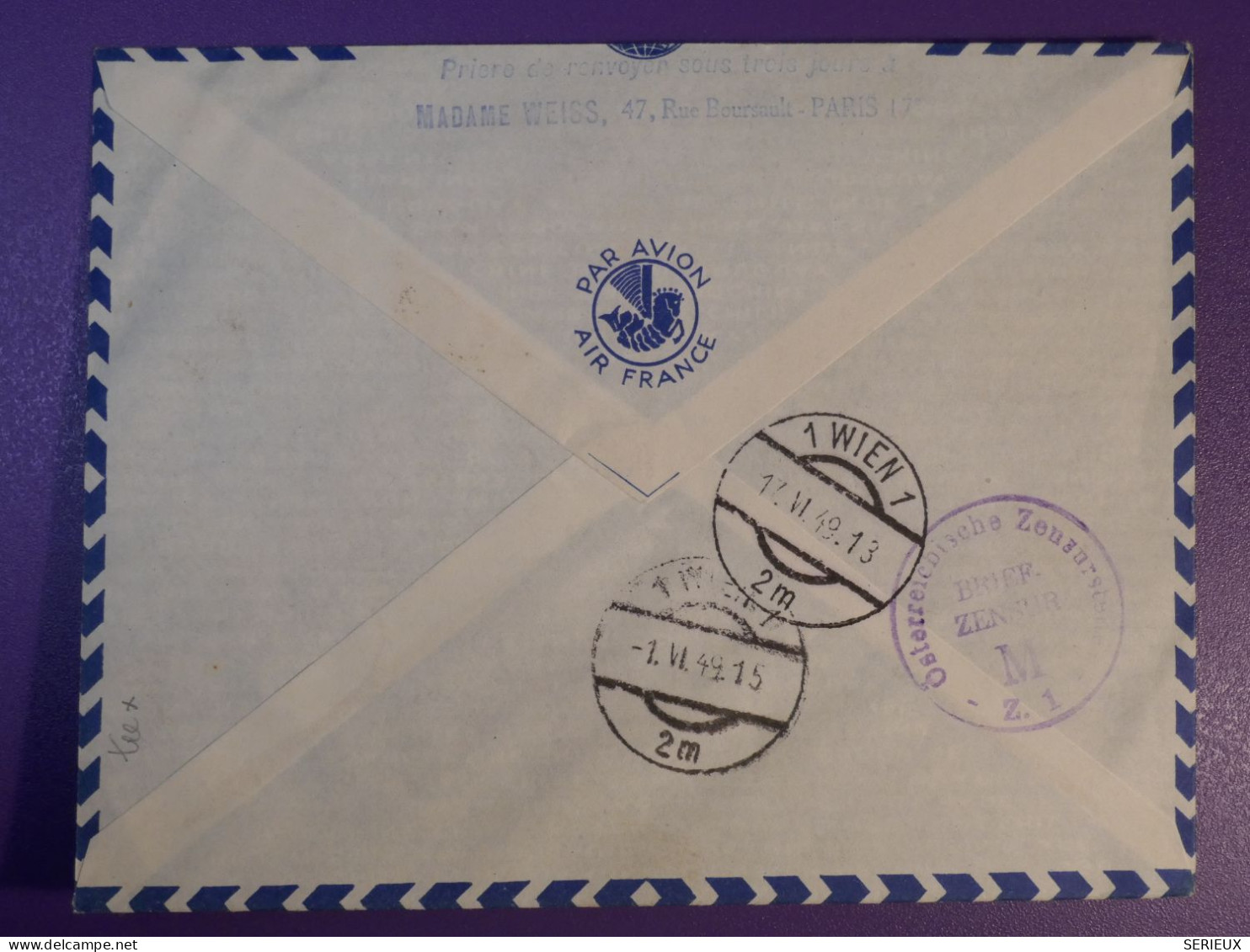 N0   FRANCE   BELLE LETTRE 1931 PARIS A WIEN AUTRICHE+N°830+ RETOUR +AEROPHILATELIE +AFF. INTERESSANT+++ - 1927-1959 Lettres & Documents