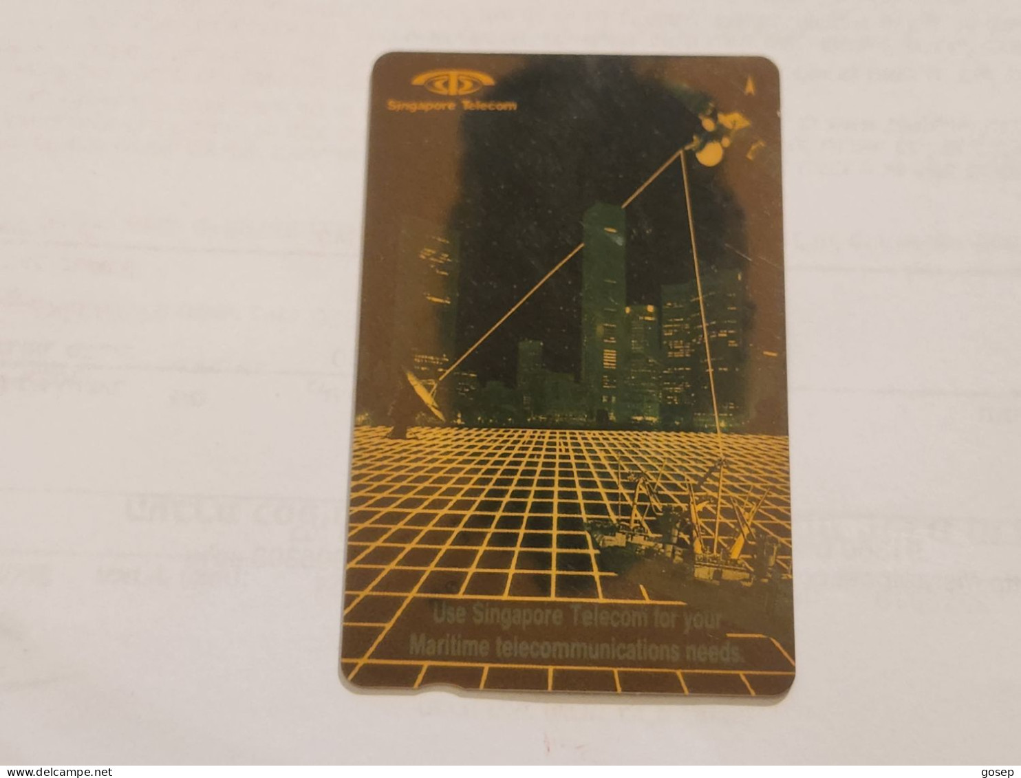 SINGAPORE-(3SMSA-a)-Maritime Telecommunications-(182)(3SMSA-250259)($5)(tirage-493.400)-used Card+1card Prepiad Free - Singapore