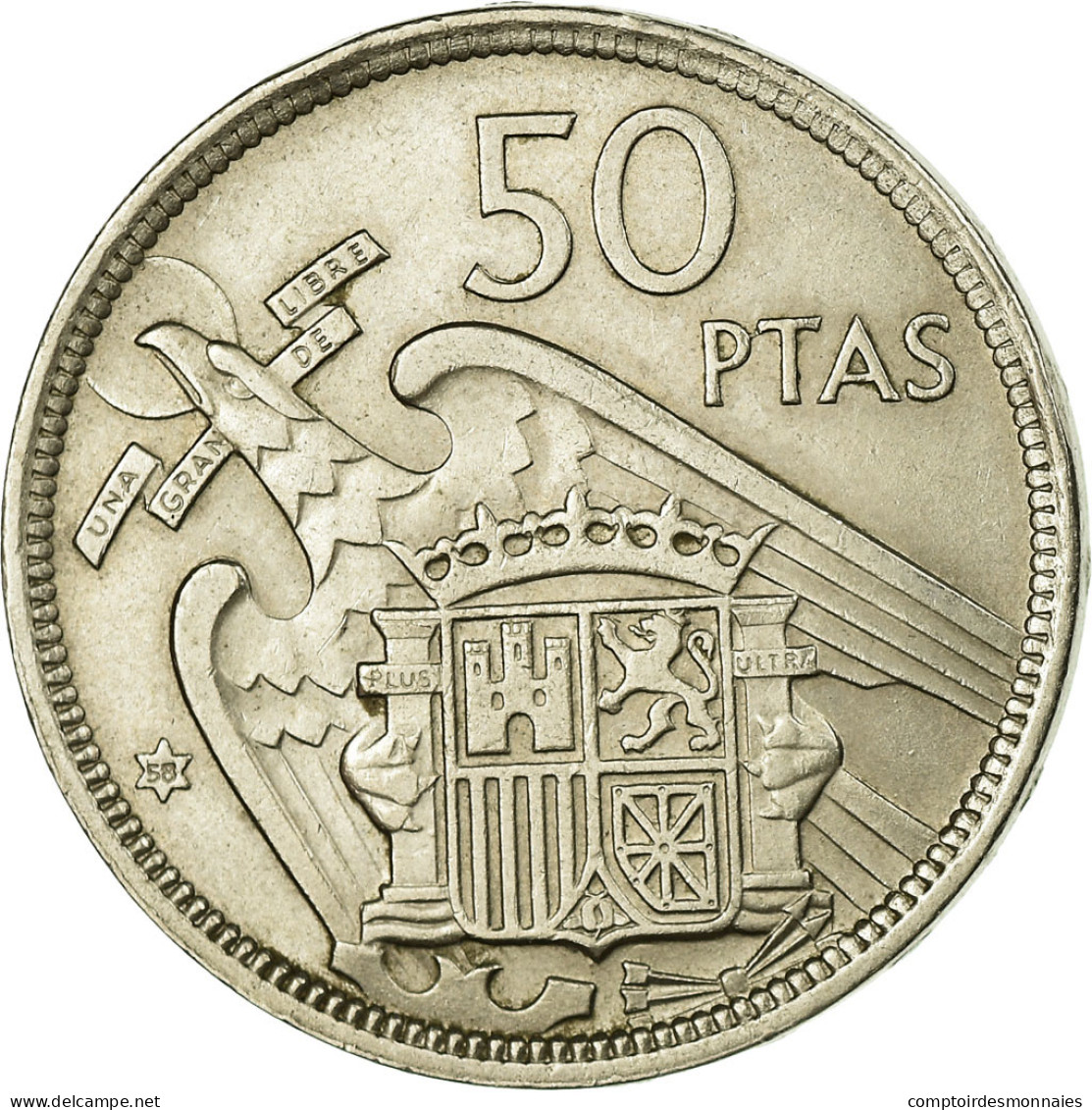 Monnaie, Espagne, Caudillo And Regent, 50 Pesetas, 1958, TTB+, Copper-nickel - 50 Peseta