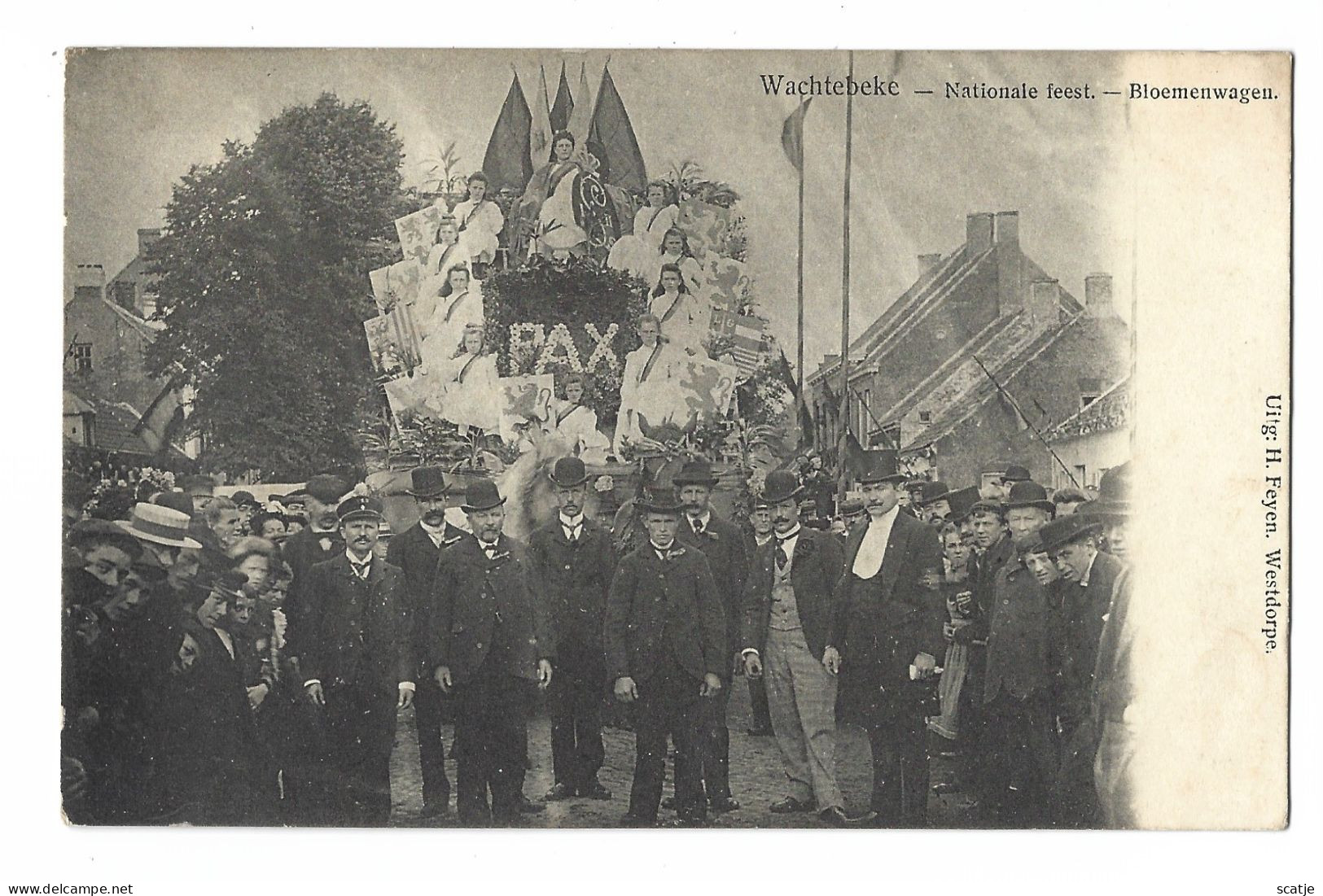 Wachtebeke   -   Nationale Feest   -   Bloemenwagen.    -   1903   Naar   Bruges - Wachtebeke