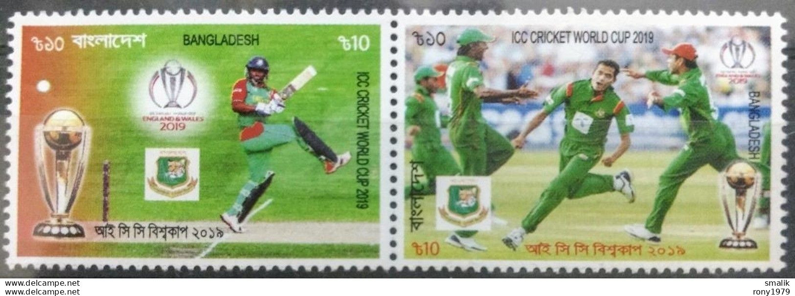 2019 BANGLADESH ICC Cricket World Cup 2019 England And Wales Batsman Bat BCB Logo 2v Se-tenant MNH - Cricket