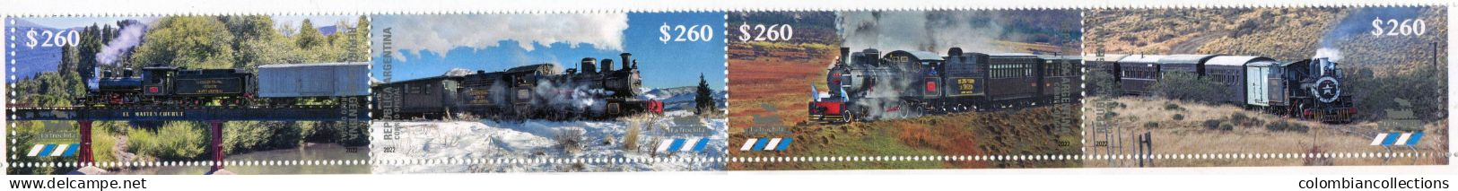 Lote A15, Argentina, 2022, Sello, Stamp, 4 V, La Trochita, Trenes, Train, Locomotive - Nuevos