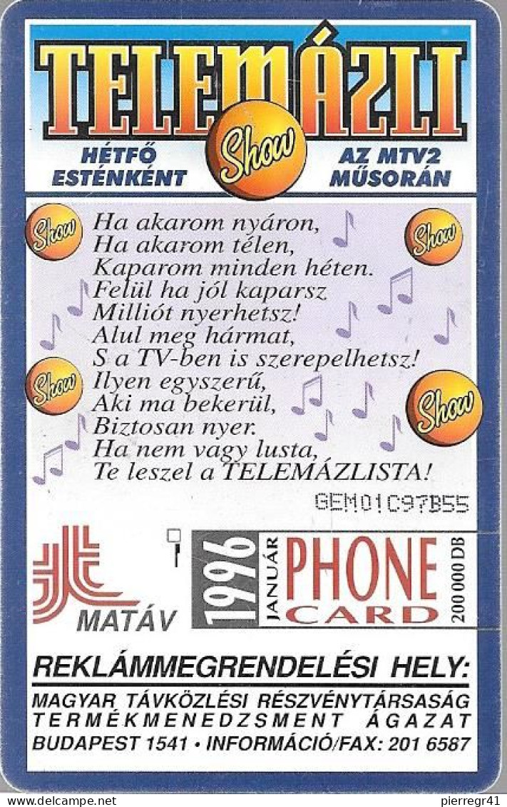 CARTE-PUCE-HONGRIE-1996-SHOW-Utilisé-TBE - Hungary