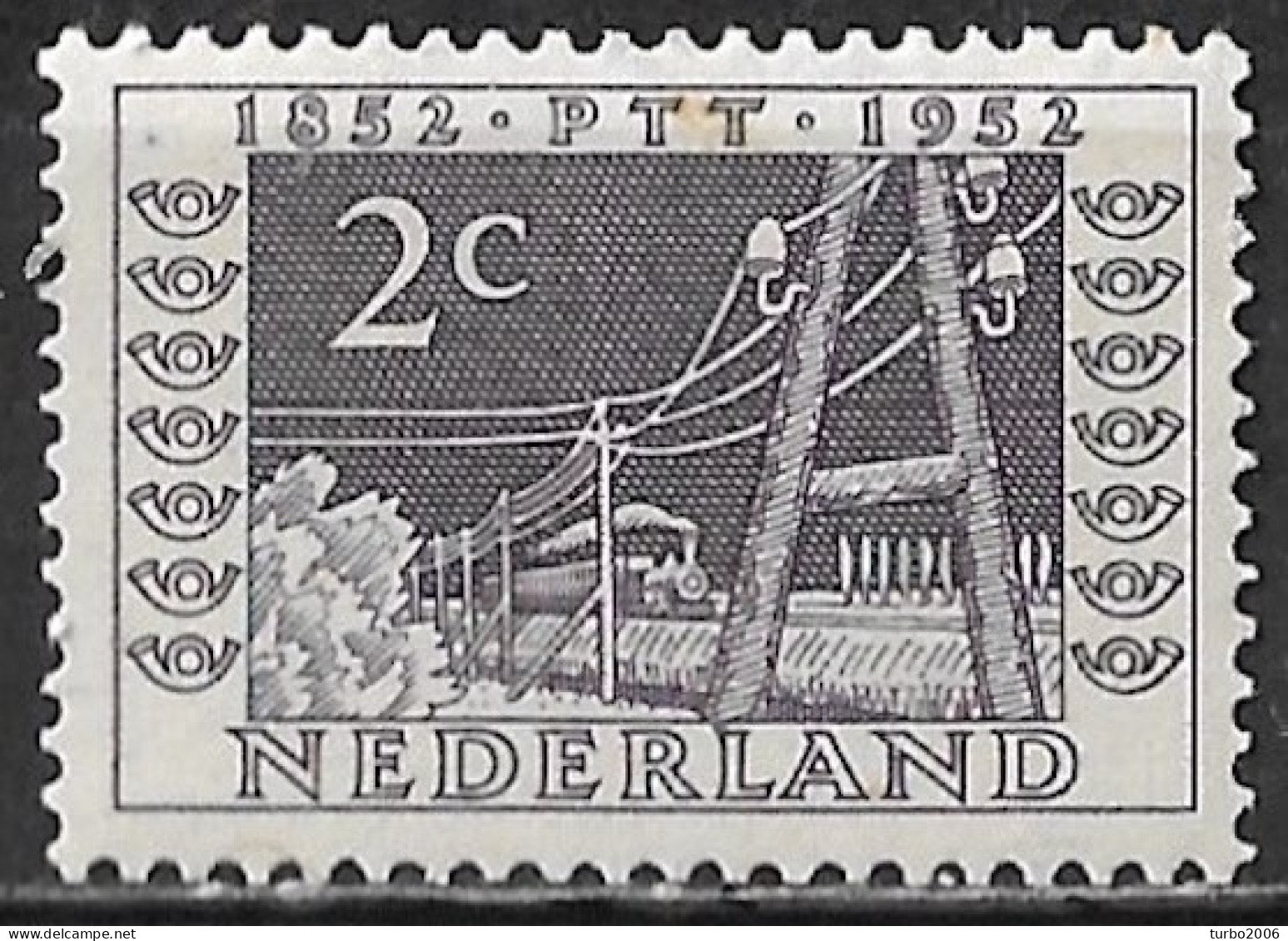 Violette Punt In De Linkerbovenhoek In 1952 Jubileumzegels 100 Jaar Rijkstelegraaf 2 Ct Violet NVPH 588 Ongestempeld - Plaatfouten En Curiosa