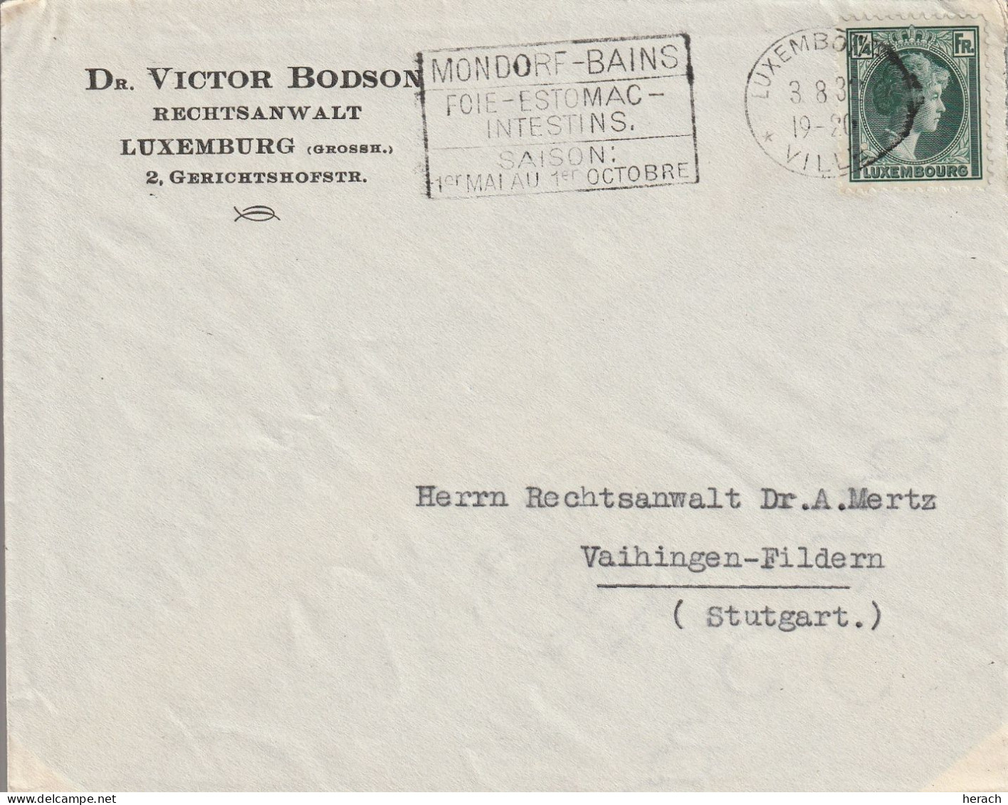 Luxembourg Lettre Pour L'Allemagne 1932 - Briefe U. Dokumente