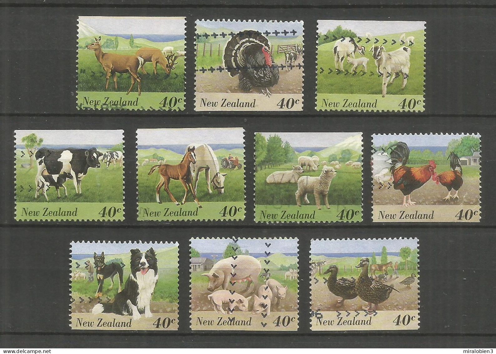 NUEVA ZELANDA FAUNA ANIMALES DE GRANJA YVERT NUM. 1385/1394 SERIE COMPLETA USADA - Used Stamps