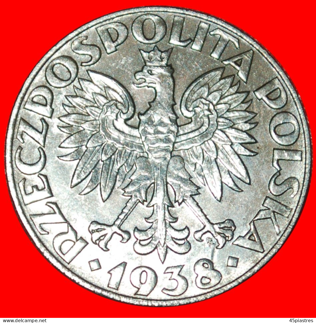 * OCCUPATION BY GERMANY (1939-1944): POLAND  50 GROSHES 1938 UNCOMMON!  · LOW START ·  NO RESERVE! - Militaire Muntslagen-Tweede Wereldoorlog