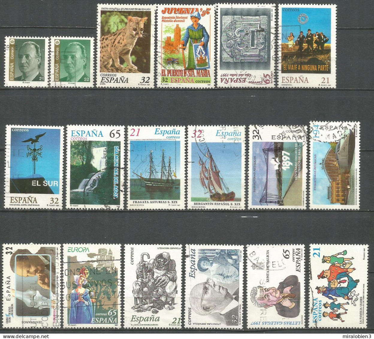 ESPAÑA CONJUNTO DE SELLOS USADOS DEL AÑO 1997 EN TRES ESCANERS - Used Stamps