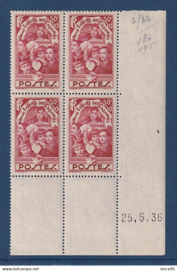 France - YT N° 312 ** - Neuf Sans Charnière - BDF - Coin Daté - 1936 - 1930-1939