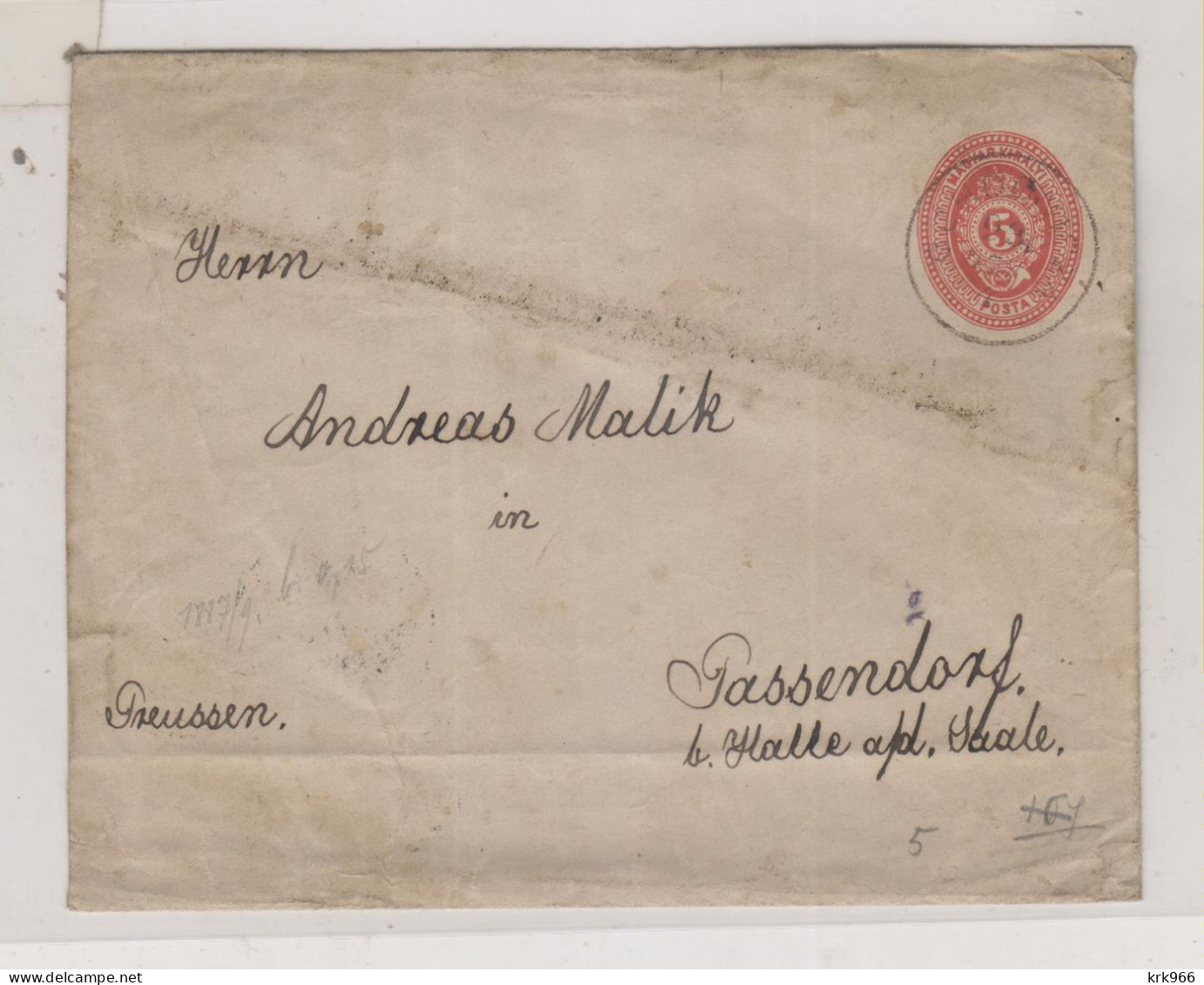 HUNGARY. 1893   Nice Postal Stationery Cover To Germany - Interi Postali