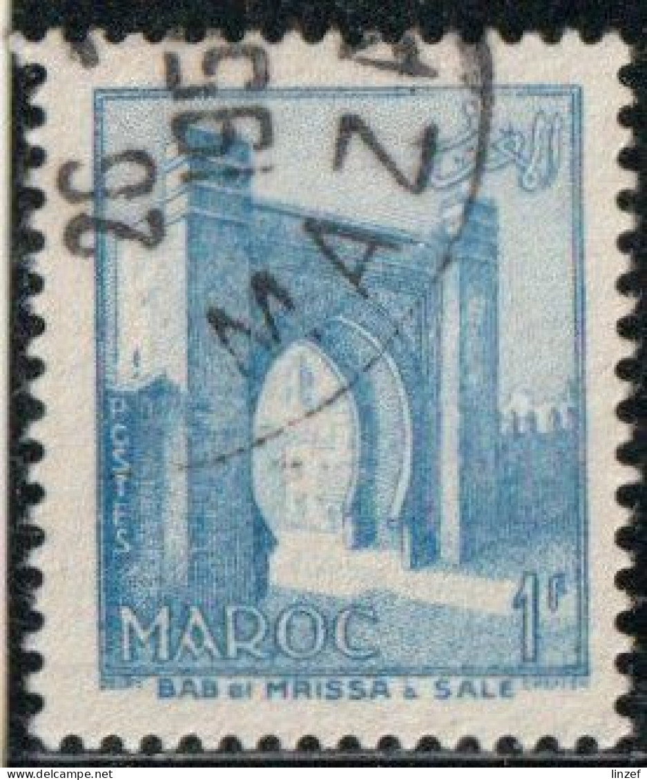 Maroc 1955 Yv. N°346 - 1f Bleu Clair Bab-el-Mrissa à Salé - Oblitéré - Used Stamps