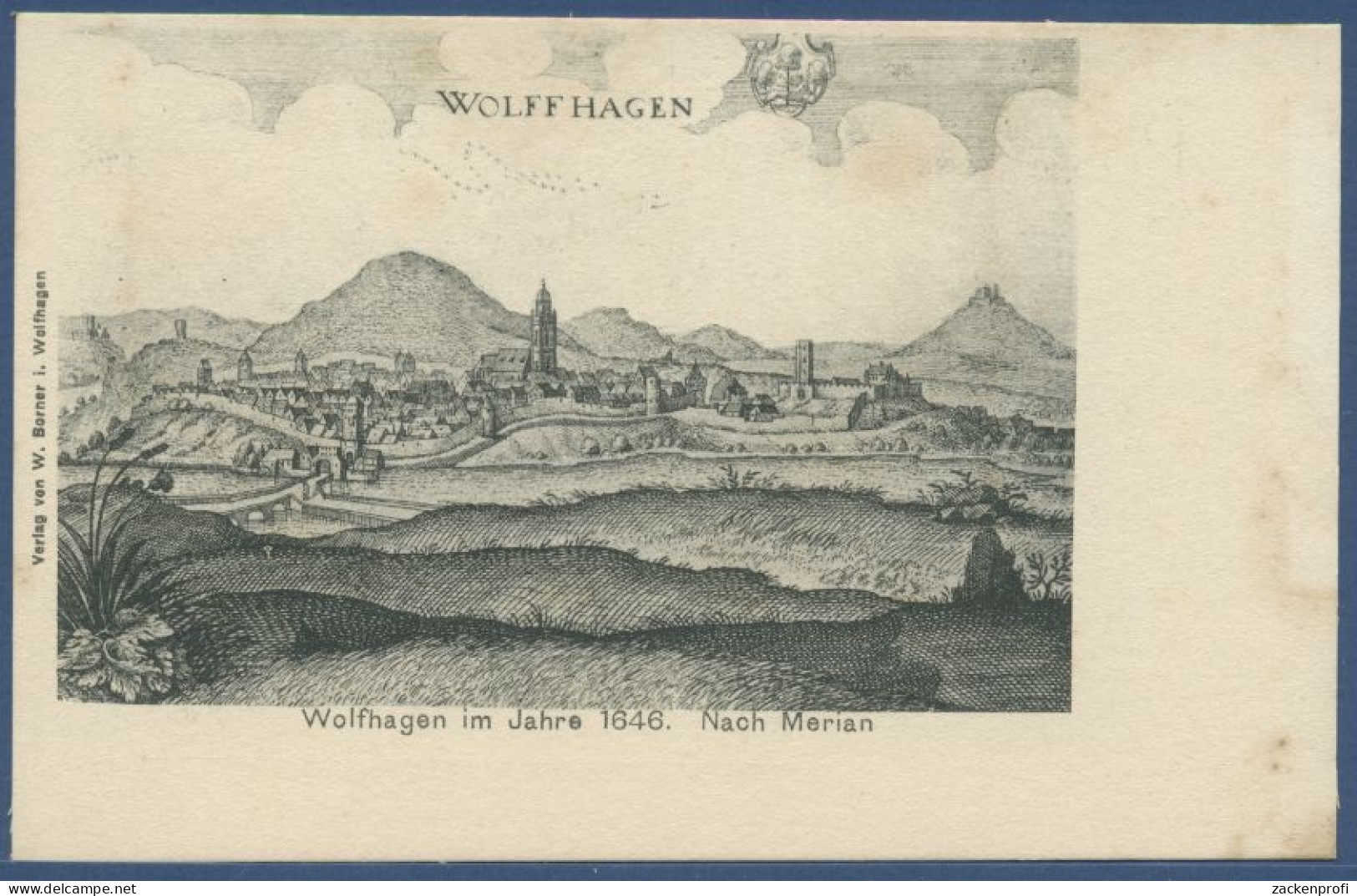 Wolfhagen Stadtansicht Nach Merian 1646, Ungebraucht, Fleckig (AK1490) - Wolfhagen