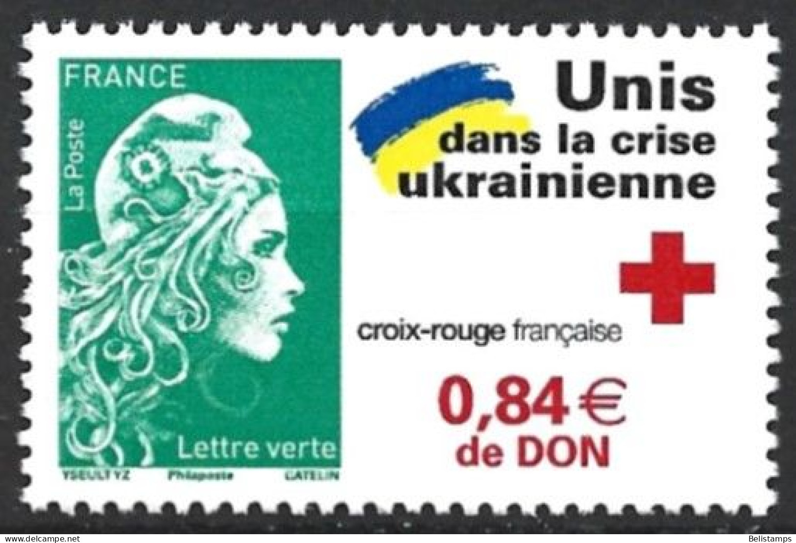 France 2022. Scott #B830 (MNH) Solidarity With Ukraine After Russian Invasion  *Complete Issue* - 1960-.... Nuevos