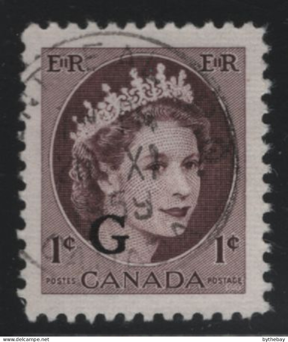 Canada 1955-56 Used Sc O40 1c QEII Wilding G Overprint - Aufdrucksausgaben