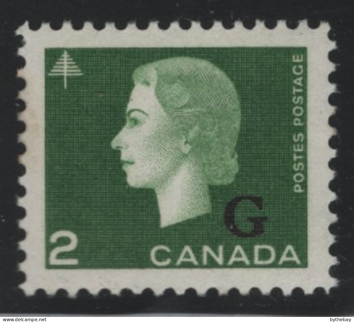 Canada 1963 MNH Sc O47 2c QEII Cameo G Overprint, Glazed Gum - Sobrecargados