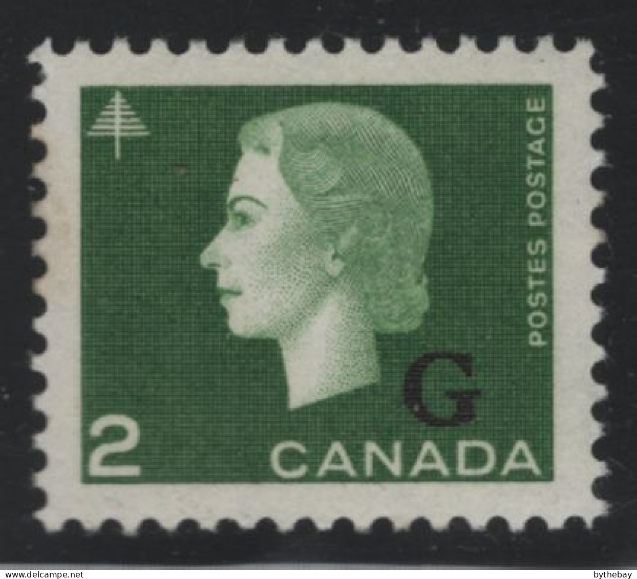 Canada 1963 MNH Sc O47 2c QEII Cameo G Overprint, Glazed Gum - Surchargés