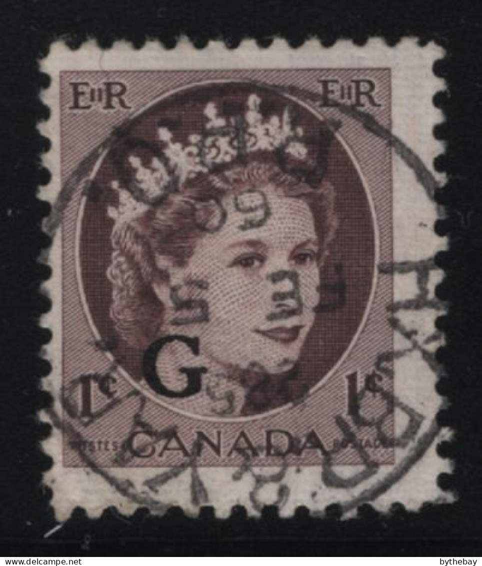 Canada 1955-56 Used Sc O40 1c QEII Wilding G Overprint SON RPO Cancel - Surchargés