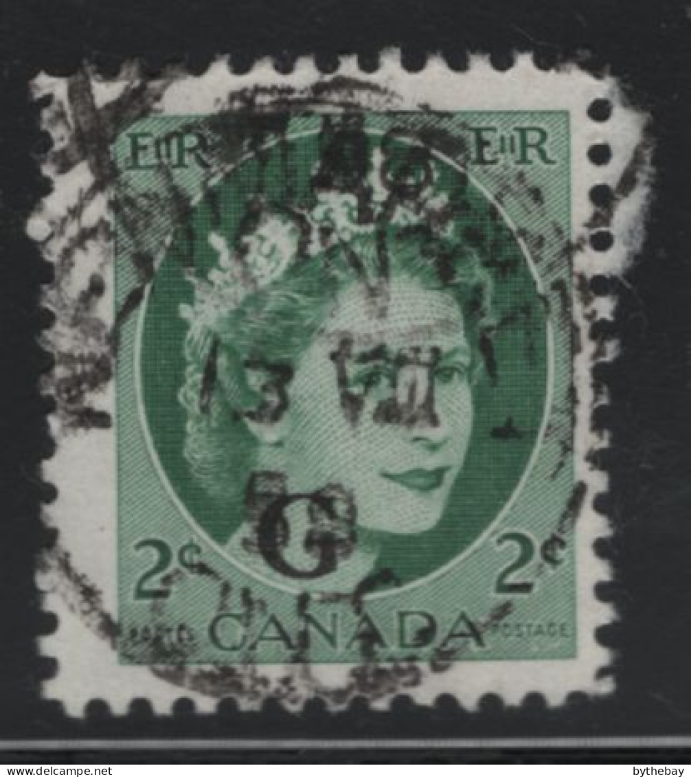 Canada 1955-56 Used Sc O41 2c QEII Wilding G Overprint - Surchargés