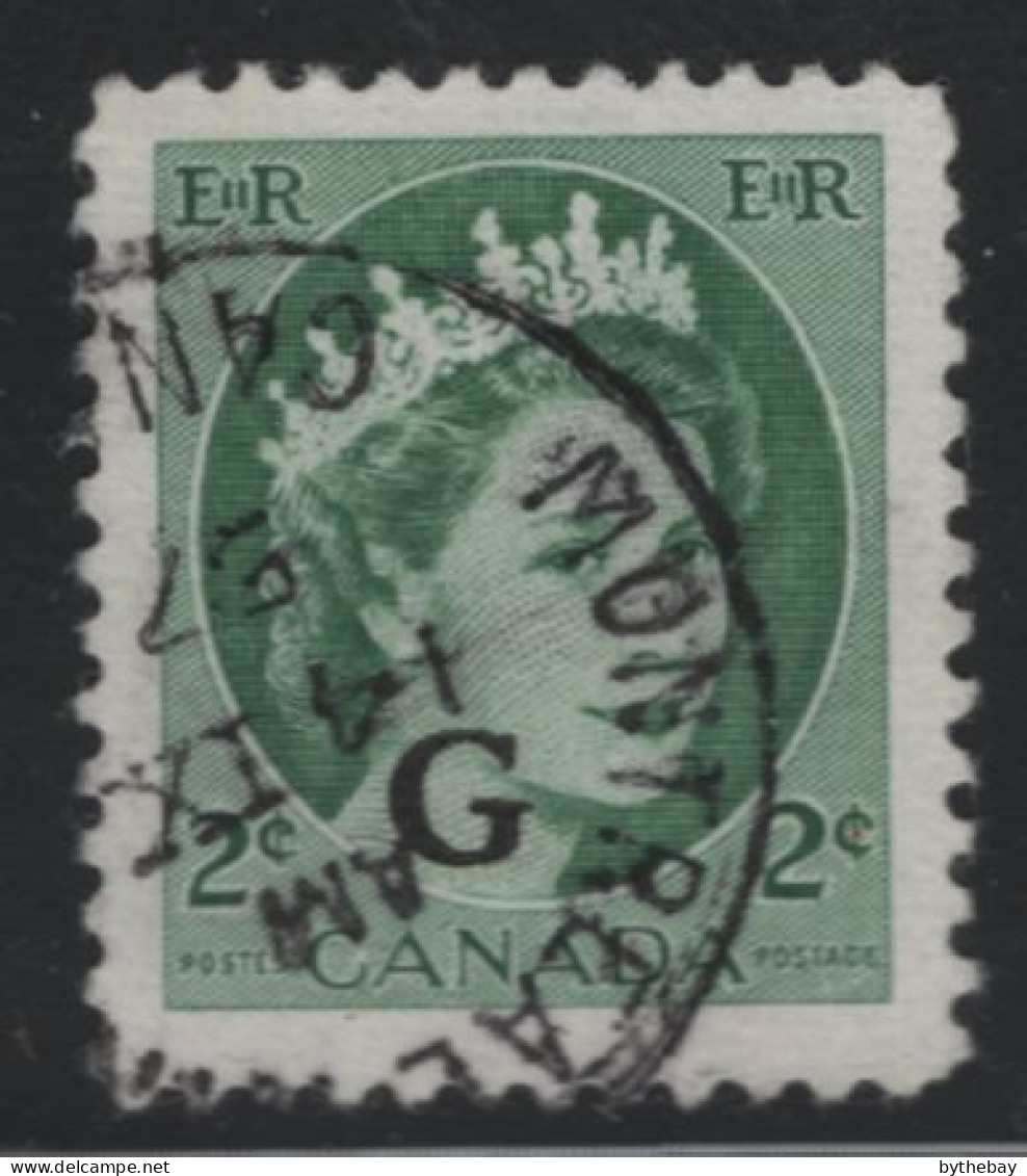 Canada 1955-56 Used Sc O41 2c QEII Wilding G Overprint - Aufdrucksausgaben