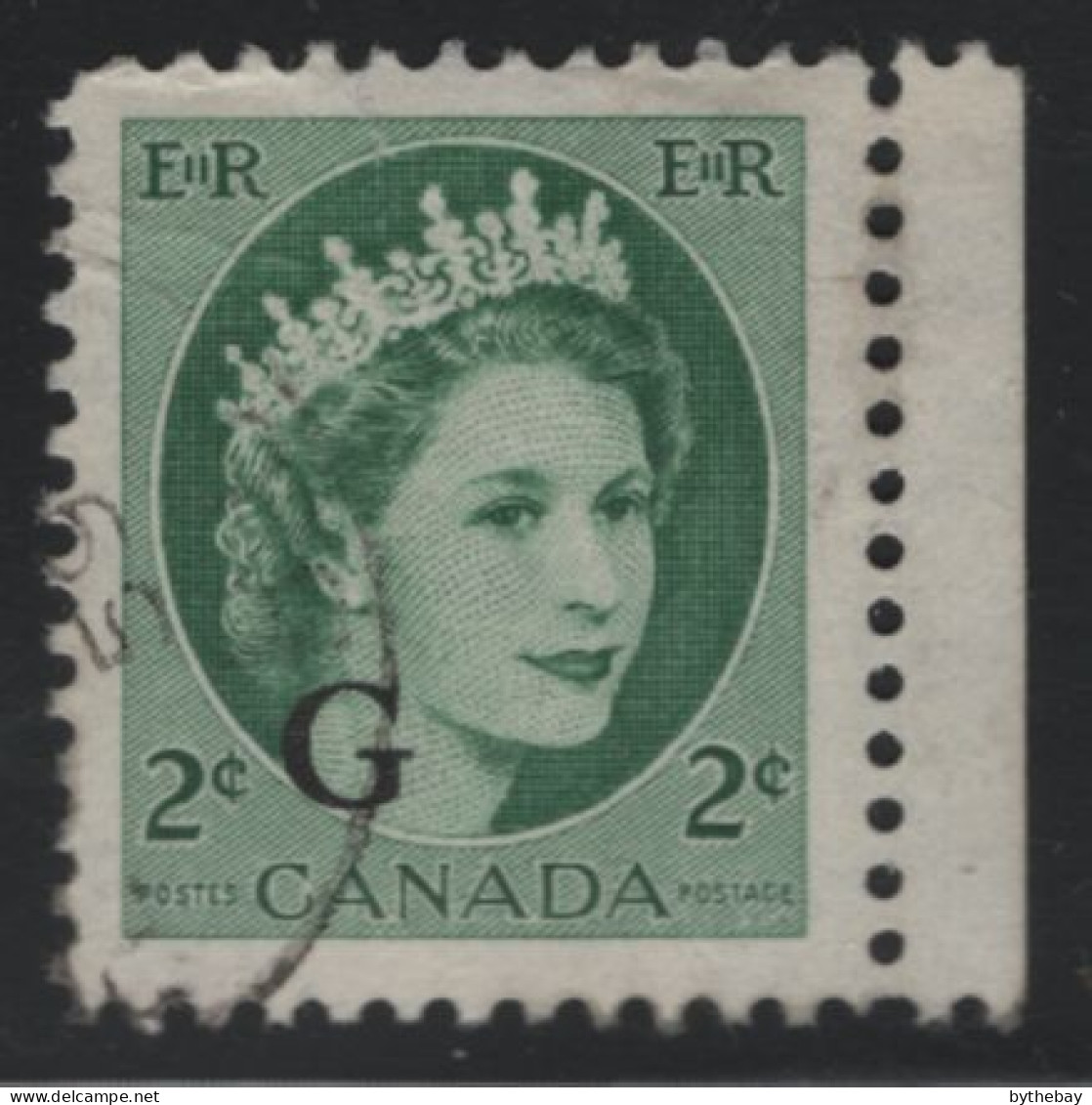 Canada 1955-56 Used Sc O41 2c QEII Wilding G Overprint - Surchargés