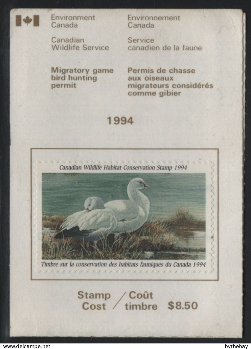 Canada 1994 Used FWH 10 $8.50 Ross' Geese On License - Steuermarken