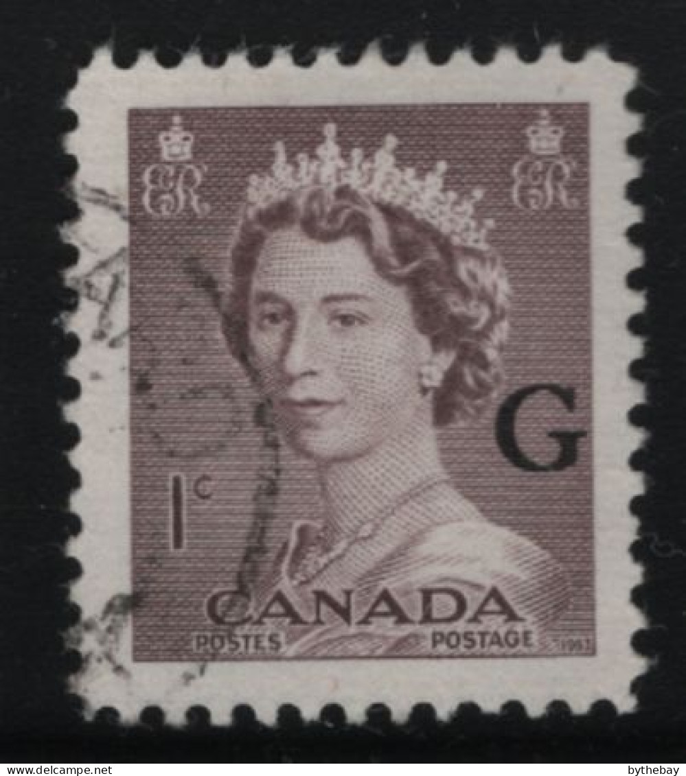 Canada 1953 Used Sc O33 1c QEII Karsh G Overprint - Surchargés