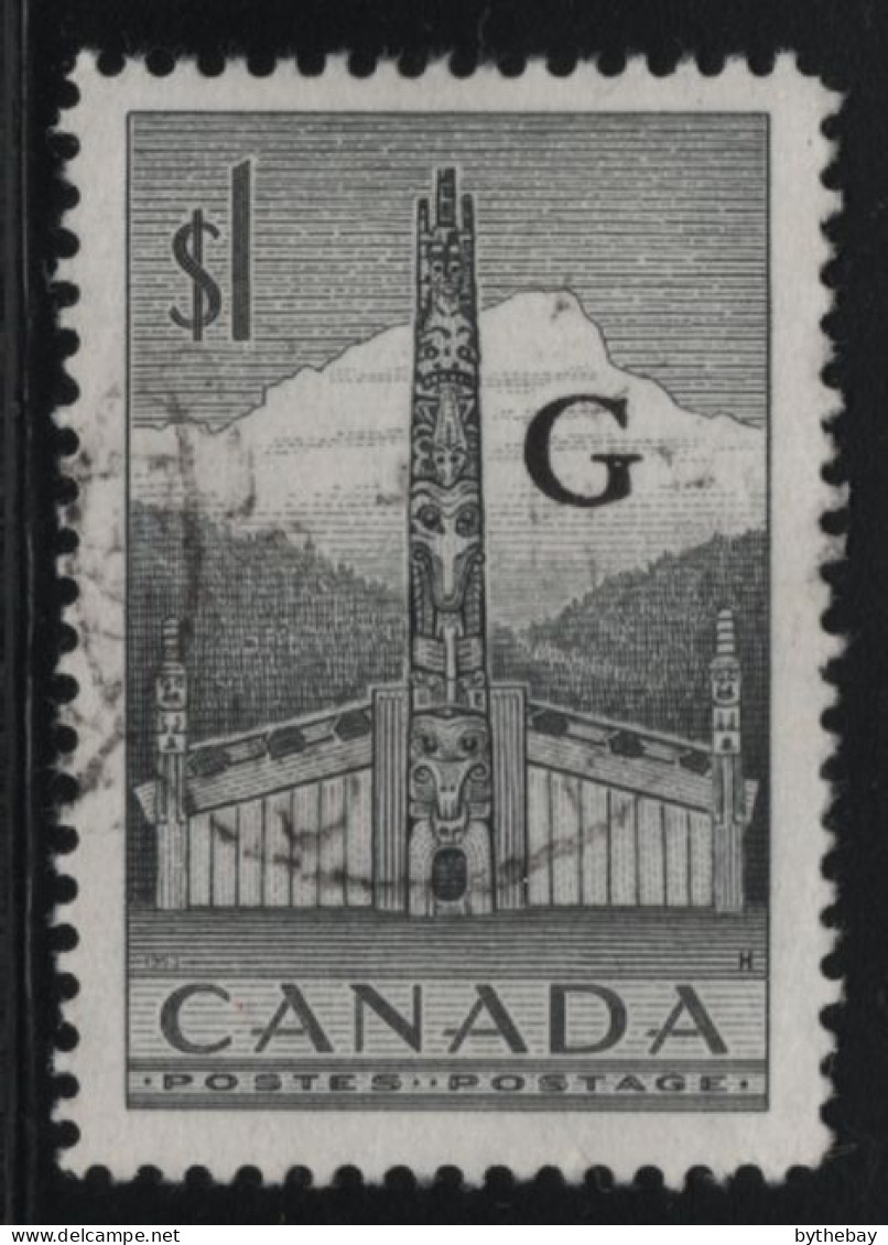 Canada 1951-53 Used Sc O32 $1 Totem Pole G Overprint, Pulled Perf - Overprinted