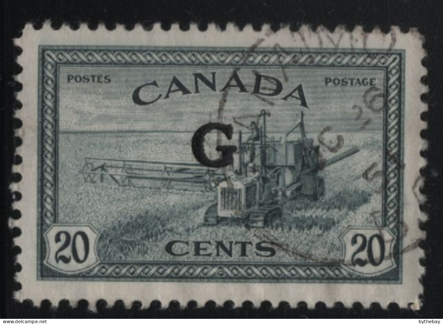 Canada 1950-51 Used Sc O23 20c Combine G Overprint Thick G - Surchargés