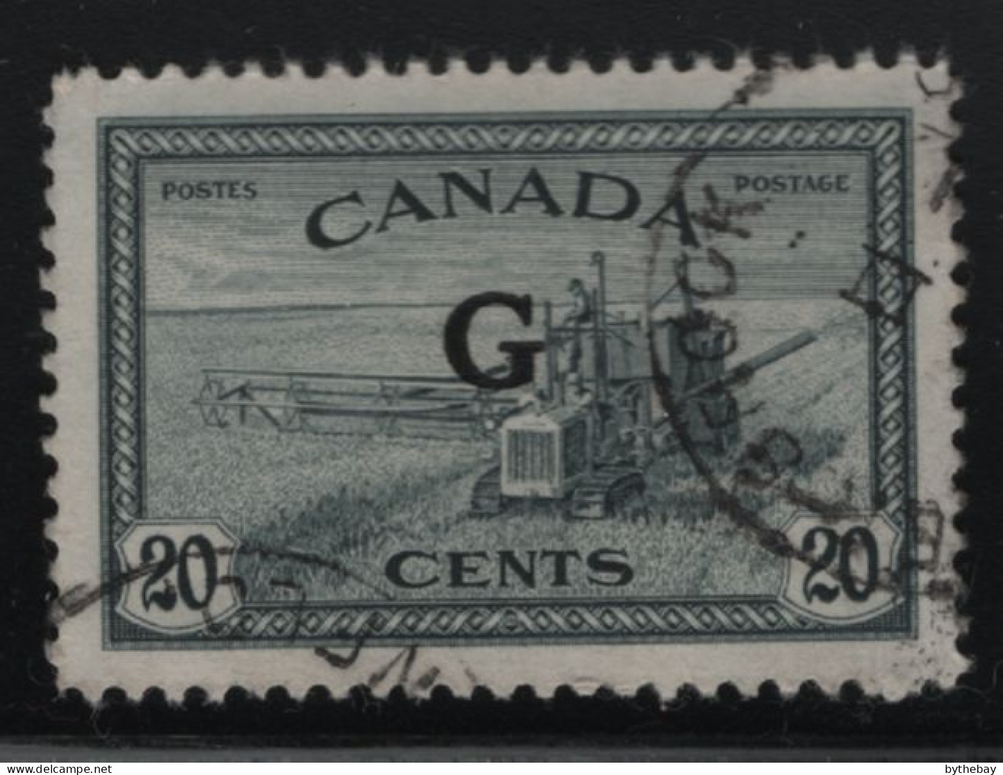 Canada 1950-51 Used Sc O23 20c Combine G Overprint Variety - Sobrecargados