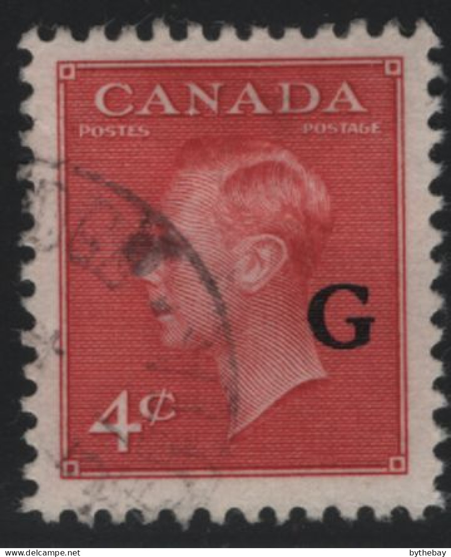 Canada 1950 Used Sc O19 4c KGVI Postes-Postage G Overprint - Surchargés