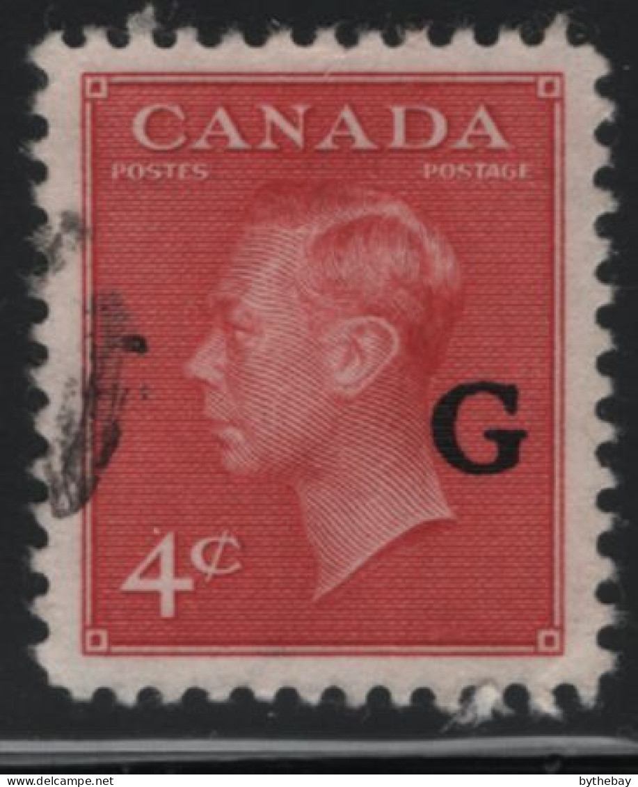 Canada 1950 Used Sc O19 4c KGVI Postes-Postage G Overprint - Opdrukken