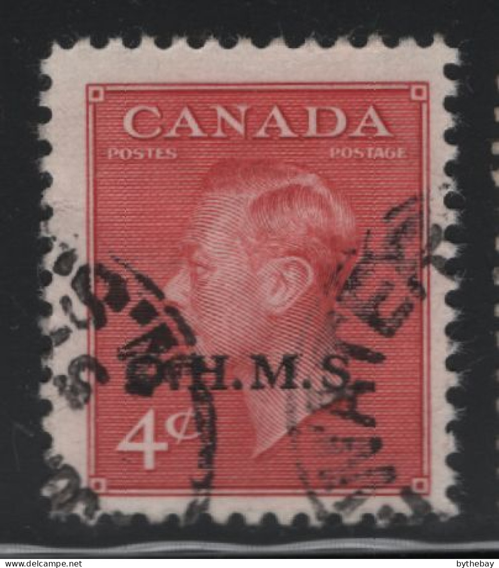 Canada 1950 Used Sc O15 4c KGVI Postes-Postage O.H.M.S. Overprint 2 - Opdrukken